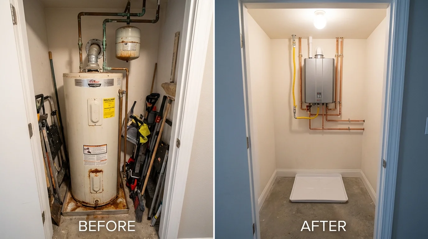 Tank water heater versus wall-mounted tankless unit comparison for Marion, MS homeowners